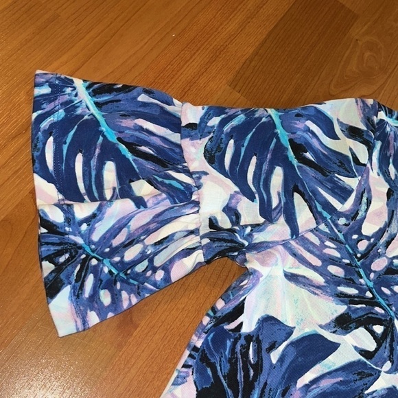 Rafaella women’s palm print purple and blue dress size medium - Picture 4 of 7